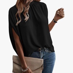 Elegant Tie Black Women's Top